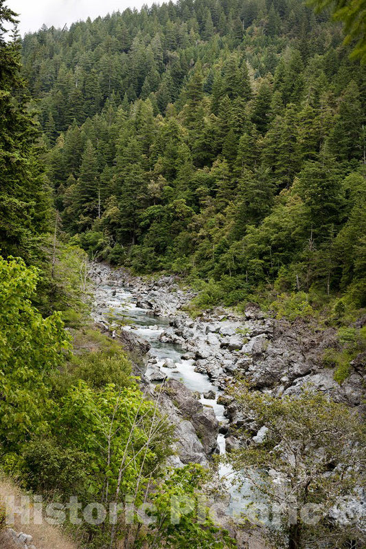 California Photo - View of Waterfall Along Scenic Route 101 in Northern California
