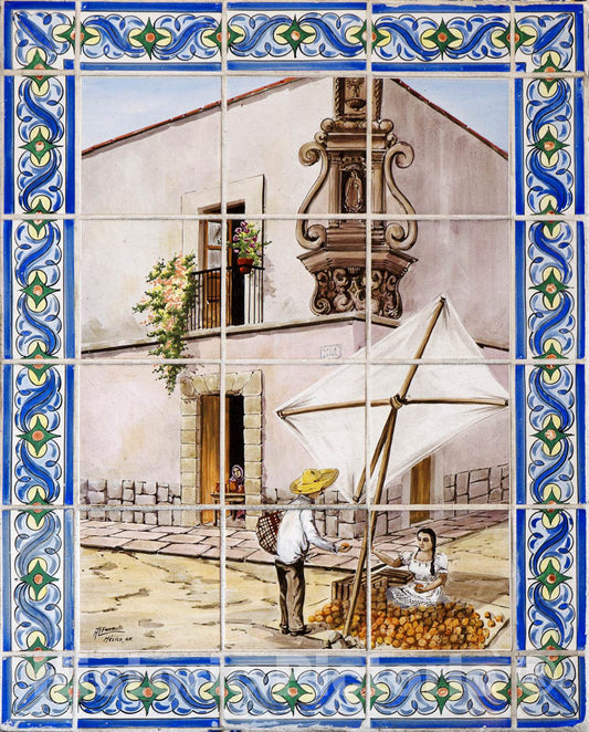 Los Angeles, CA Photo - Mosaic Scene, Olvera Street in The Oldest Part of Downtown Los Angeles, CA