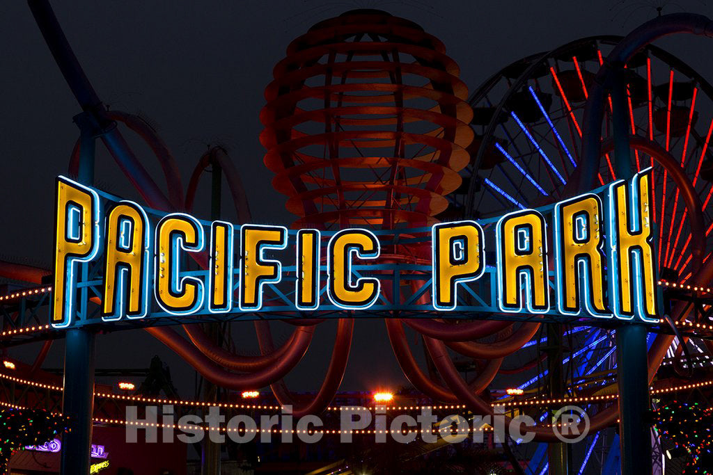 Los Angeles, CA Photo - Sign Pacific Park at The Santa Monica Pier in Santa Monica, California