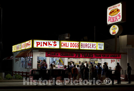 Los Angeles, CA Photo - Pink's Hot Dogs is a Landmark hot Dog Restaurant in The Hollywood District of The City of Los Angeles, California