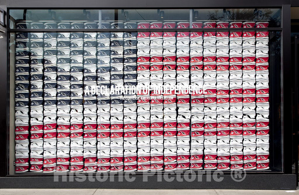 Los Angeles, CA Photo - Converse Shoes displayed as American Flag at Outdoor shoppng Center in Los Angeles, California