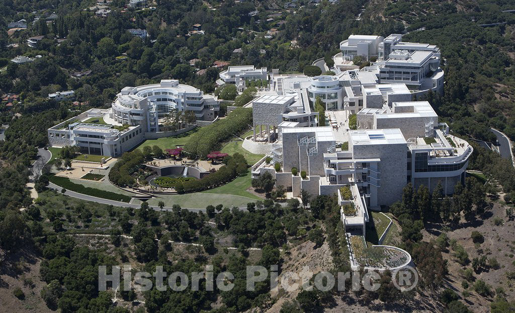 Los Angeles, CA Photo - Aerial View of The J. Paul Getty Museum of Art in Los Angeles, California