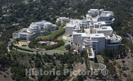Los Angeles, CA Photo - Aerial View of The J. Paul Getty Museum of Art in Los Angeles, California