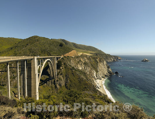 California Photograph - View with Bridge, Pacific Coast Highway, Scenic State Route 1, a Major North-South State Highway That Runs Along Most of The Pacific Coastline of California