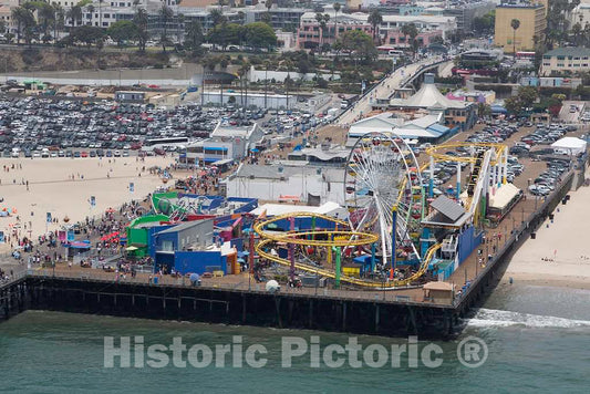 Photo - Aerial View of Santa Monica Pier, Santa Monica, California- Fine Art Photo Reporduction