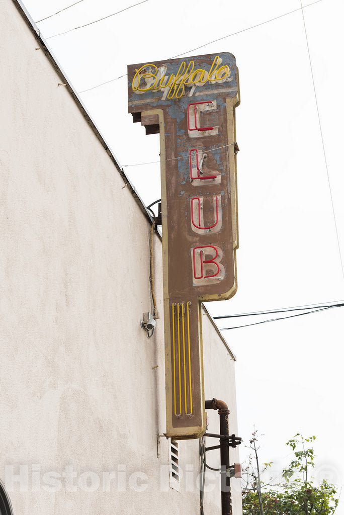 Los Angeles, CA Photo - Neon Sign at The Buffalo Club, a Sophisticated Restaurant Where Movie Stars and Famous People Dine. Santa Monica, California