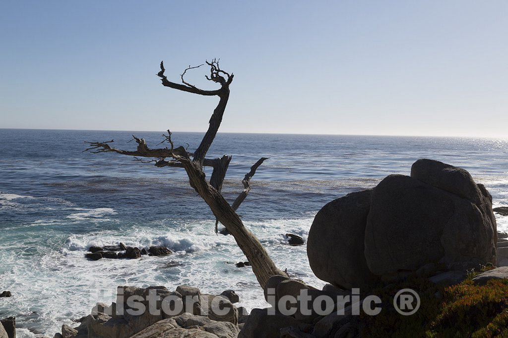 Monterey County, CA Photo - View of Pacific ocean ocean along 17-Mile Drive, a scenic road through Pacific Grove and Pebble Beach on the Monterey Peninsula in California