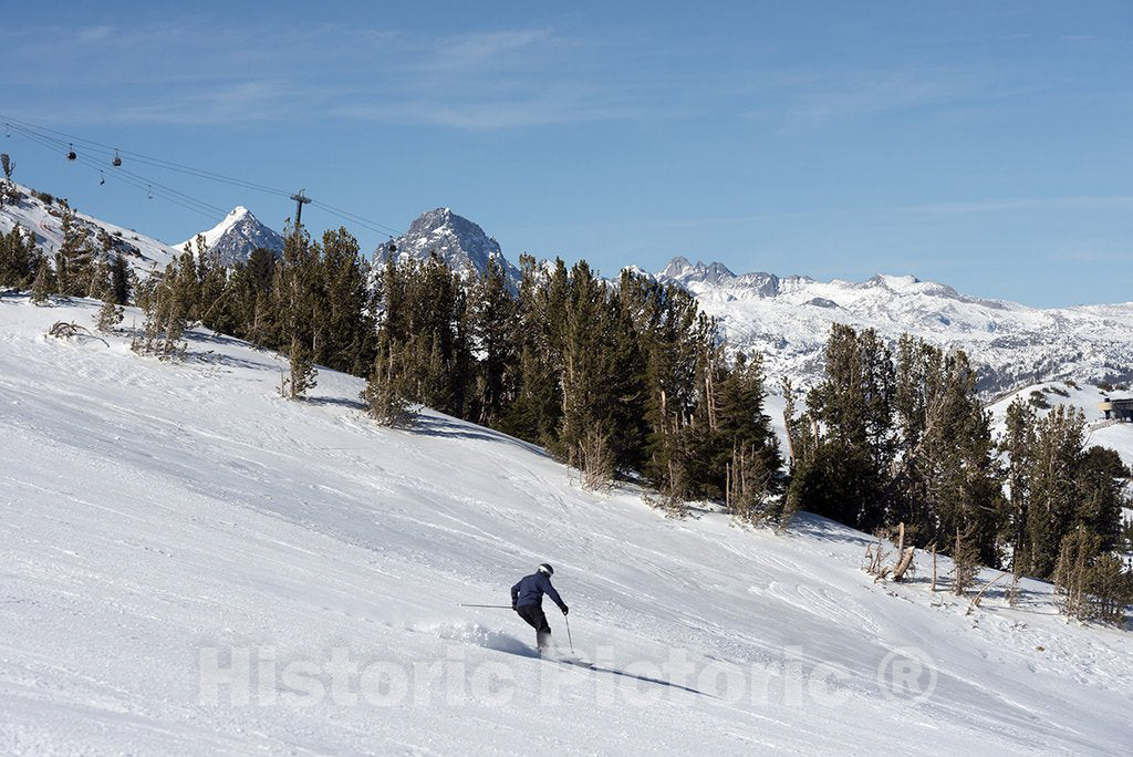 Mammoth Lakes, CA Photo - Skier on ski Slope, Mammoth Lakes, California
