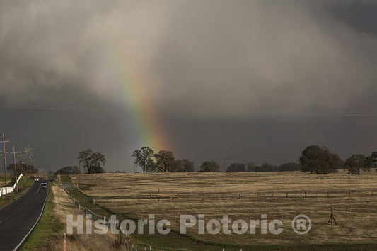 Stockton, CA Photo - Rainbow and Complex Clouds Form After Many inches of rain Over Several Days Near Stockton, California