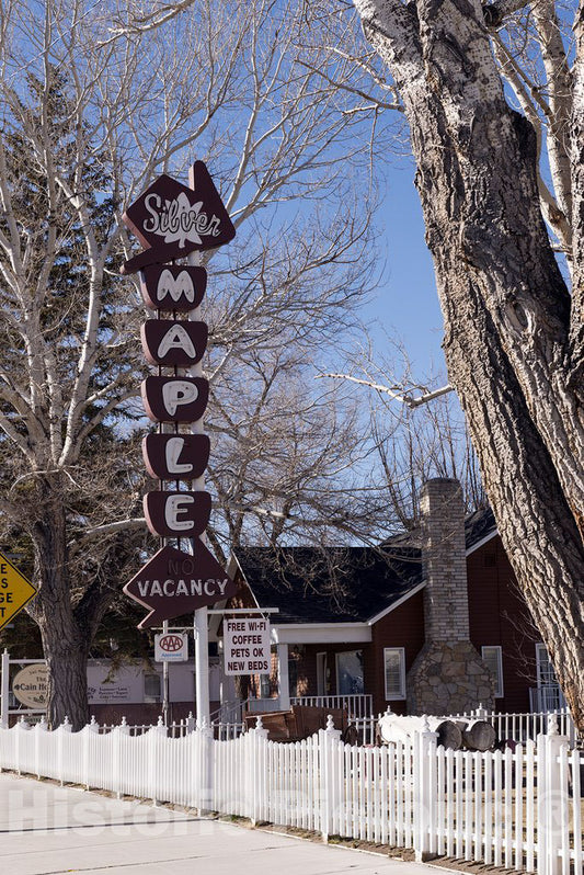 Bridgeport, CA Photo - Sign for Silver motel in Bridgeport, California, on the eastern slope of Sierra Mountains, and the county seat of Mono County