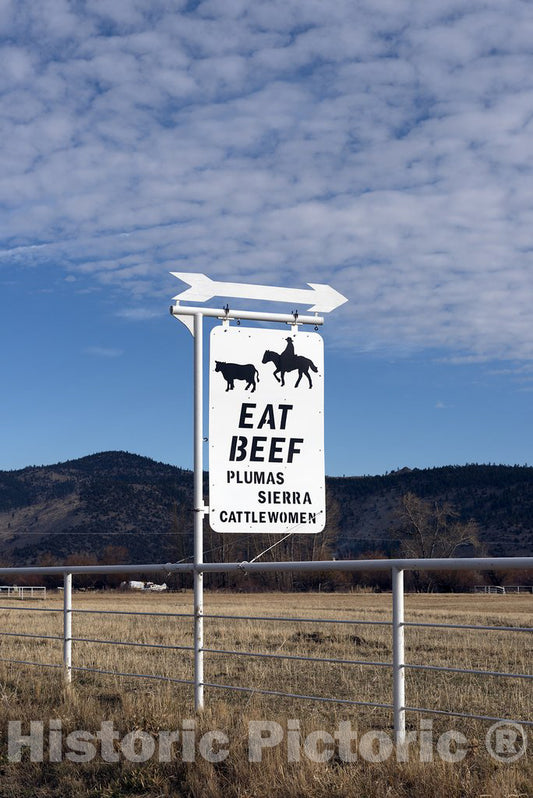 California Photo - Eat Beef sign along the road in Northern California