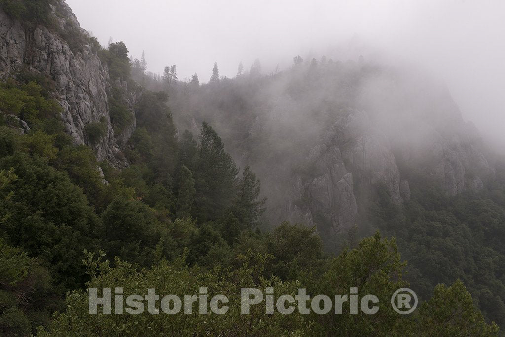 O'Brien, CA Photo - Fog obscures the exit from Lake Shasta Caverns, northeast of Redding, CA