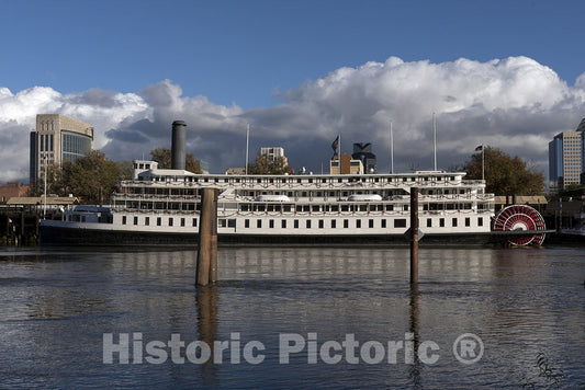 Sacramento, CA Photo - The Delta King paddlewheel sternwheel steamboat anchored beneath the Old Sacramento section of downtown Sacramento, California's capital city