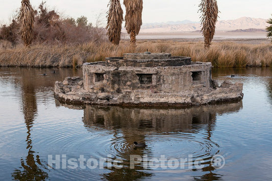 Photo - The Non-Functioning Fountain Within an Artificial Pond Called Lake Tuendae at The Desert Studies Center at The Tiny Settlement of Zzyzx- Fine Art Photo Reporduction