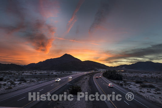 Soda Mountains, CA Photo - Sunset Over The Soda Mountains, and The Barstow Freeway -