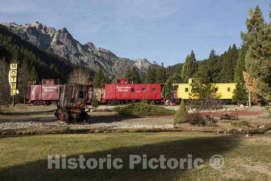 Dunsmuir, CA Photograph - Train Cars at Rail Road Park, an Unusual Motel and Resort Complex in which Guests May Opt to Stay and Sleep in a Caboose or Other Restored, Antique Railroad car.