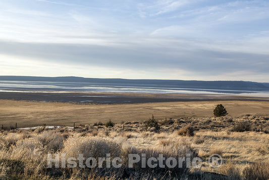 Modoc County, CA Photo - A View from U.S. 395 of Mostly Dry Goose Lake, which Stretches from Modoc County in far-Northeastern California up into Southern Oregon