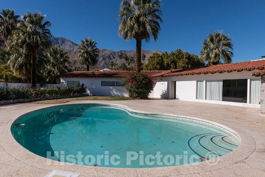 Photo - Pool View of a House in Palm Springs, California, one of only Two Homes to be Owned by Singer Elvis Presley- Fine Art Photo Reporduction