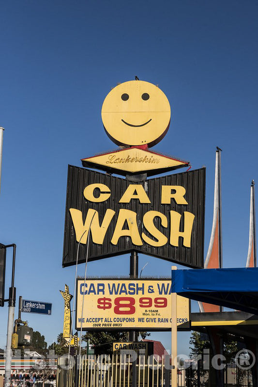 Los Angeles, CA Photo - Cheerful car-wash Sign in The North Hollywood Section of Los Angeles, CA