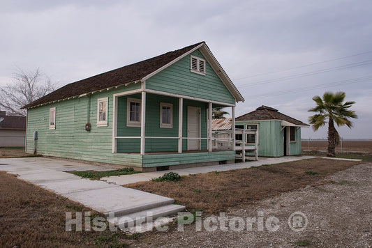 Photo - A migrant's Shack (repainted and vastly renovated in The Early 2000s) in The Former Weedpatch Camp, South of Bakersfield, California- Fine Art Photo Reporduction