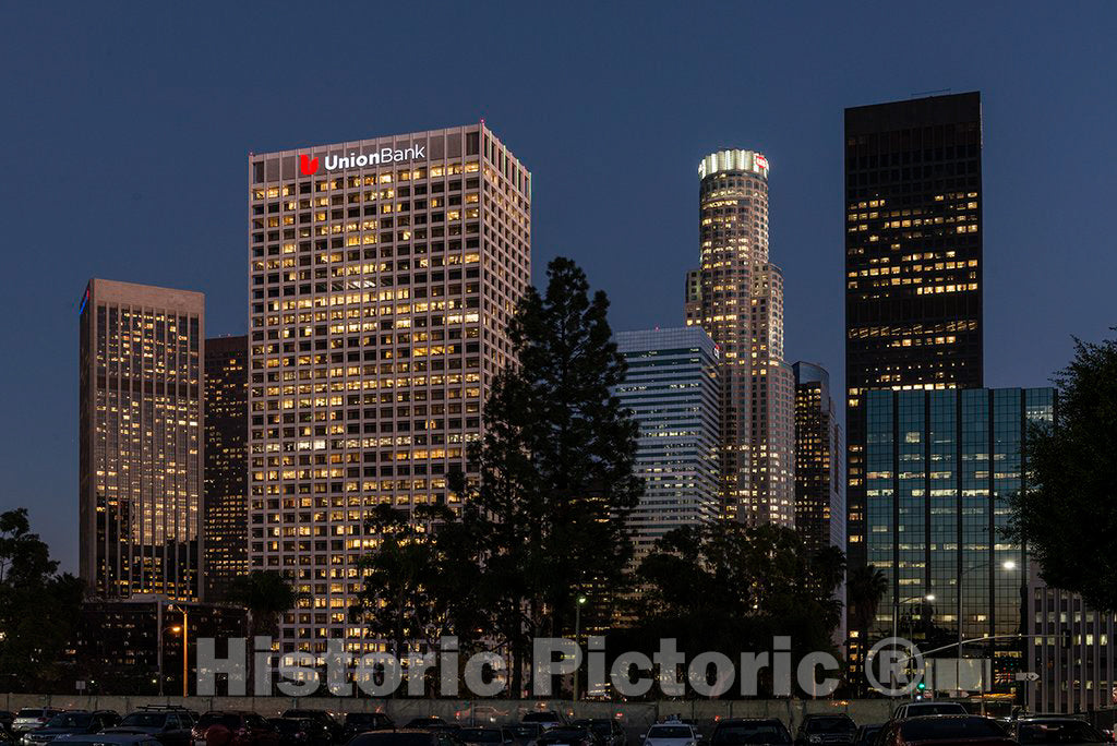 Photo - Dusk Shot of Central Los Angeles, California- Fine Art Photo Reporduction