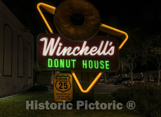 West Hollywood, CA Photo - Donut Shop neon Sign on Santa Monica Boulevard in West Hollywood, CA