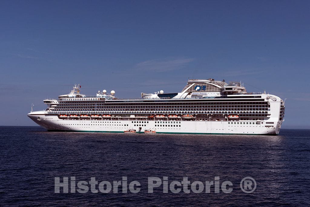 Photo - Sapphire Princess Cruise Ship Off Coast of Santa Catalina Island, a Rocky Island Off The Coast of California- Fine Art Photo Reporduction