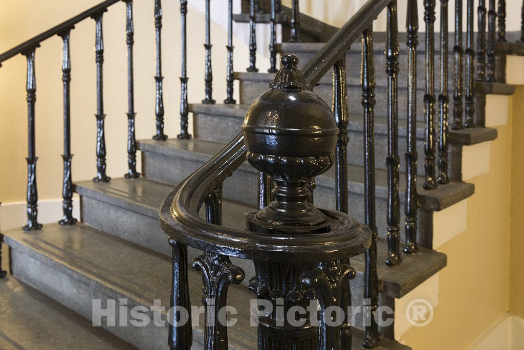 Savannah, GA Photo - Lobby, Stairway Detail. U.S. Custom House, East Bay and Bull Streets, Savannah, Georgia