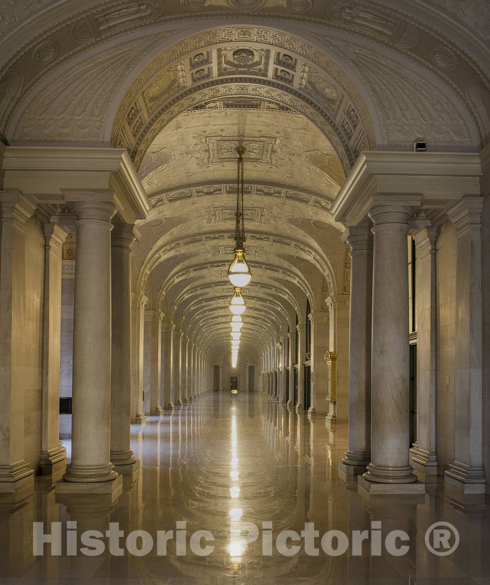 Photo- Interior hall at the John Minor Wisdom U.S. Court of Appeals Building, located in the block bounded by Lafayette, Camp, Magazine and Capdeville Streets, New Orleans, Louisiana