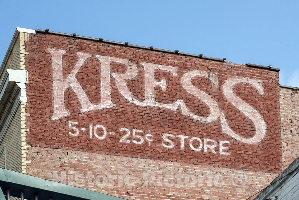 Uvalde, TX Photo - Old, Weathered Advertising Sign on a Downtown Five-and-dime Store, Uvalde, TX