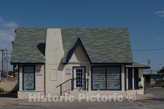 Photo- One of The Old, architecturally Iconic, English Cottage-Style Pure Oil Gasoline Stations with steep pitched Roofs That Once Dotted The American Landscape 2