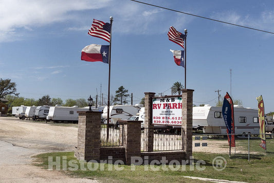 Carrizo Springs, TX Photo - A Trailer, or RV, Park with U.S. and TX Flags a-Flying in Carrizo Springs, TX