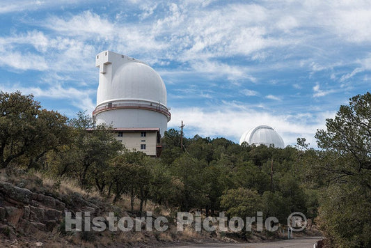 Photo- Two of the star-and sun-gazing structures at the McDonald Observatory, an astronomical observatory located near the unincorporated community of Fort Davis in Jeff Davis County