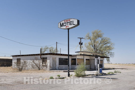 Hudspeth County, TX - 16x24 Photo - Derelict motel along the road carrying U.S. Highways 62-