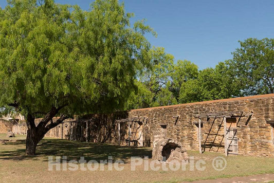 Photo- Stone Wall, a Brick Oven, and a Simple Arbor at Mission Nuestra Senora de la Purisima Concepcion de Acuna, Better Known as Simply Mission Concepcion Today 1