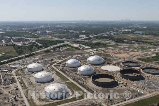 Houston, TX Photo - Aerial View in 2014 of Energy-Storage Tanks Outside Downtown-