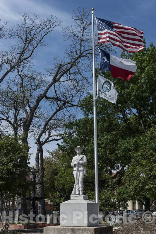 Photograph- A generic"To the Memory of Our Fallen Soldiers, 1861-1865" Civil War monument, not easily associated with either the Union or the Confederate side, stands in the central plaza in