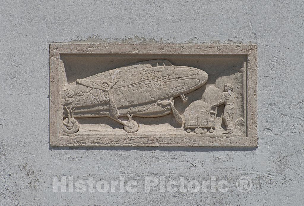 Photo- Small, Aviation-Themed bas-reliefs on The Exterior Facade of The 1940 Air Terminal Museum 4 Fine Art Photo Reproduction