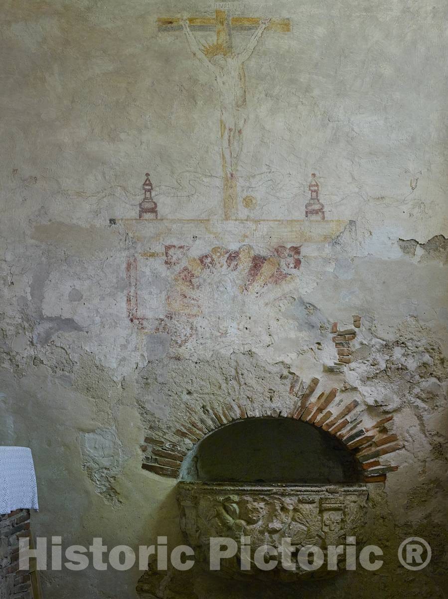 Photo - Remnants of a fresco showing Jesus on the Cross at Mission Nuestra Senora de la Purisima Concepcion de Acuna, better known as simply"Mission Concepcion" today