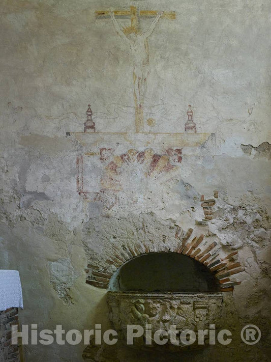 Photo - Remnants of a fresco showing Jesus on the Cross at Mission Nuestra Senora de la Purisima Concepcion de Acuna, better known as simply"Mission Concepcion" today