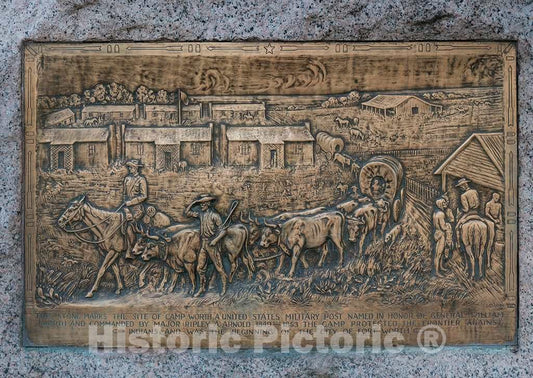 Photo - A plaque on what is now the Community Supervision Corrections Building in downtown Fort Worth. The plaque marks the site of Camp Worth, a U.S- Fine Art Photo Reporduction