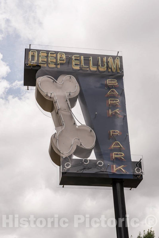 Photo - Pooch-Themed Art in The Form of This Identifying neon Sign at The Deep Ellum bark Park, an Off-Leash Dog Park in Deep Ellum- Fine Art Photo Reporduction