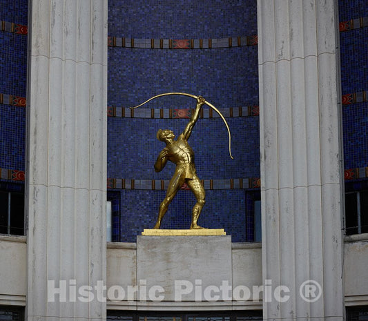Photo - Allie Victoria Tennant's Tejas Warrior Statue Outside The Hall of State at Fair Park- Fine Art Photo Reporduction