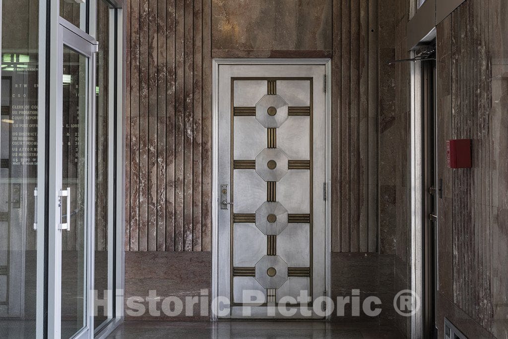 Alexandria, LA Photo - Lobby Door. U.S. Post Office and Courthouse, Alexandria, Louisiana