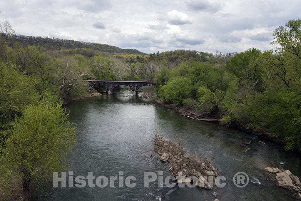 Morgan County, WV Photo - Railroad Bridge Over The Cacapon River in Morgan County, West Virginia
