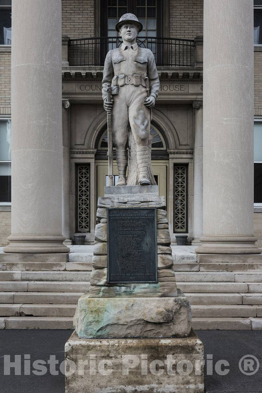 Photo - Statue Honoring Those Hampshire County Men Killed Fighting for Their Country in World War I. Romney, West Virginia- Fine Art Photo Reporduction