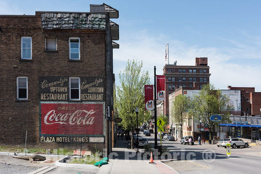 Photo - Old Coca-Cola and Local Restaurant Signs on a Wall in Downtown Morgantown, West Virginia- Fine Art Photo Reporduction
