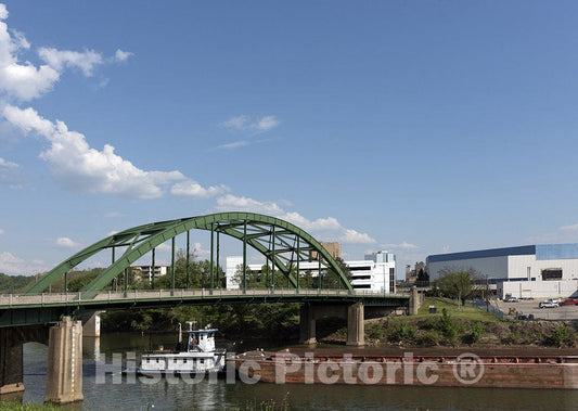 Charleston, WV Photo - A Tugboat Guides a Barge Under The Elk River Bridge in Charleston, WV