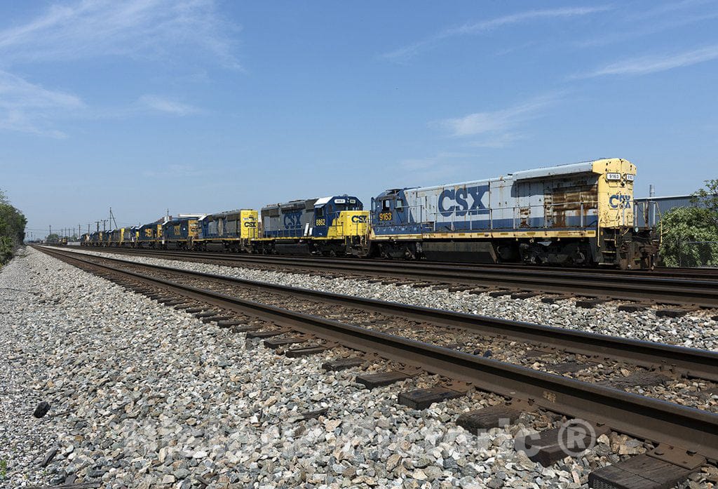 Huntington, WV Photo - String of locomotives in The CSX Rail Yards in Huntington, West Virginia