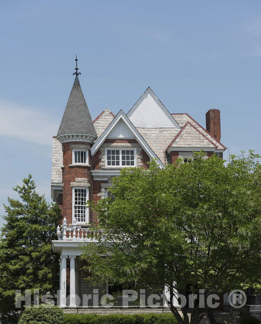 Photo - View, Focusing on The Narrow Turret of The Campbell-Hicks House in Huntington, West Virginia- Fine Art Photo Reporduction